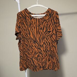 Addition Elle Zebra Print Tee Burnt Orange & Black Plus Size 2X